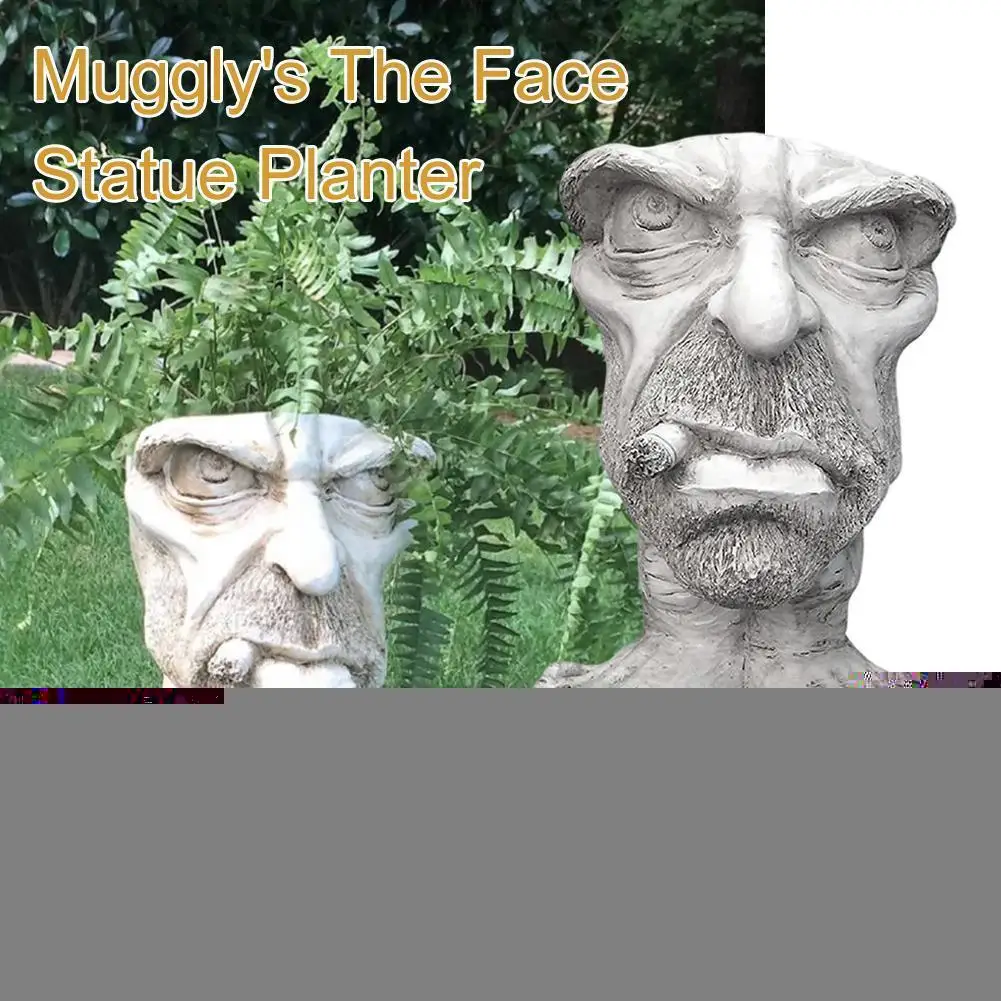 

Homestyles старинная белая Grumpy Granny The Muggly Face ручная работа плантатор мясистый женская статуя E1q2