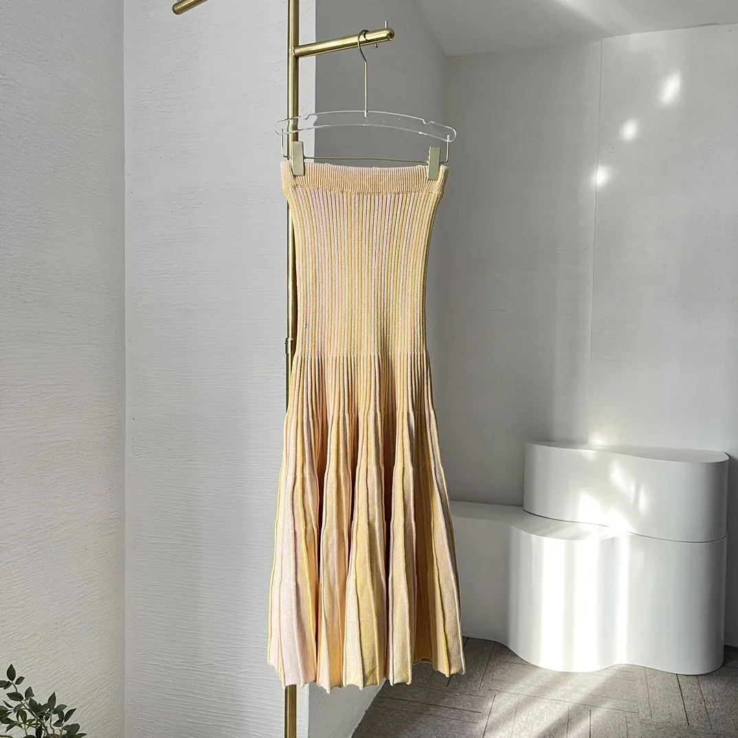 Вязаный жилет без рукавов для женщин в складку Mermaide Skitr и топ-комплект из желтого