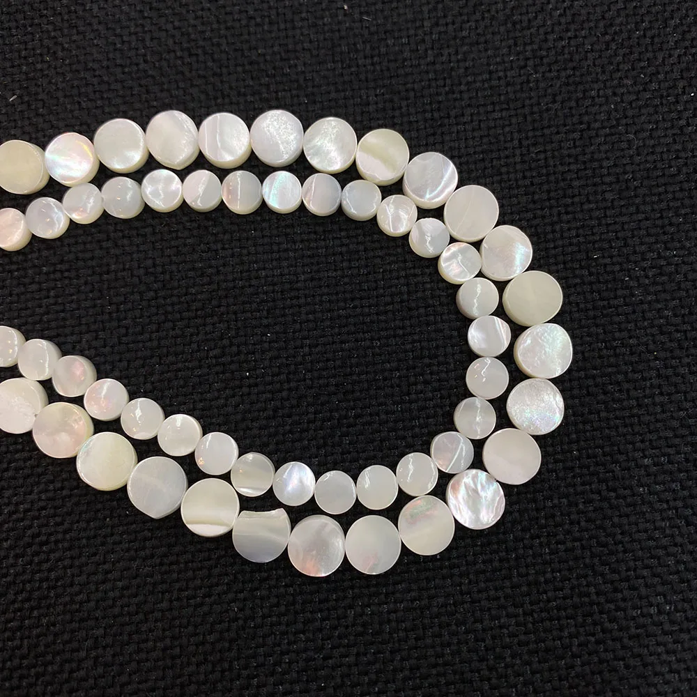 

Exquisite Natural Shell Beads Flat Round Pearl Shell Charm Mother Bead Making DIY Jewelry Necklace and Bracelet Accessories 6mm