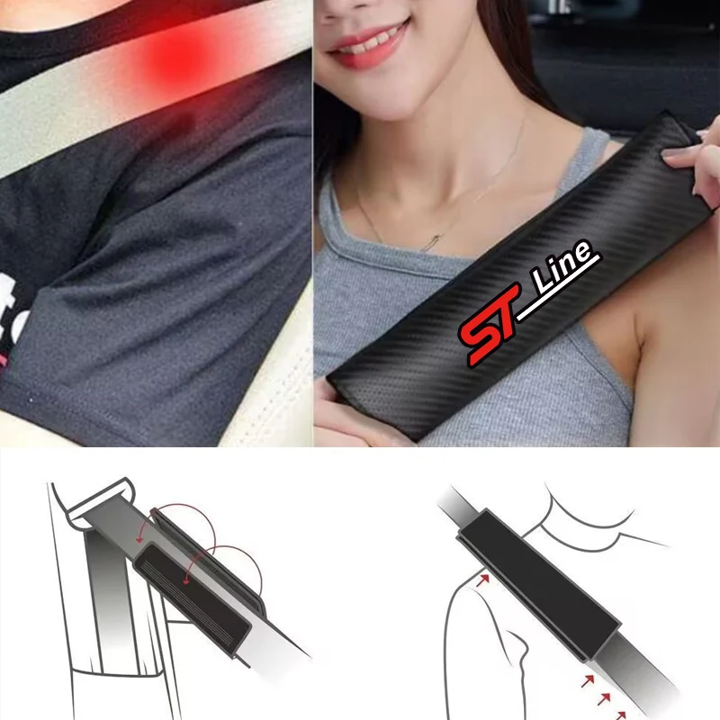 2 шт. кожаный чехол для автомобильного ремня безопасности из углеродного волокна