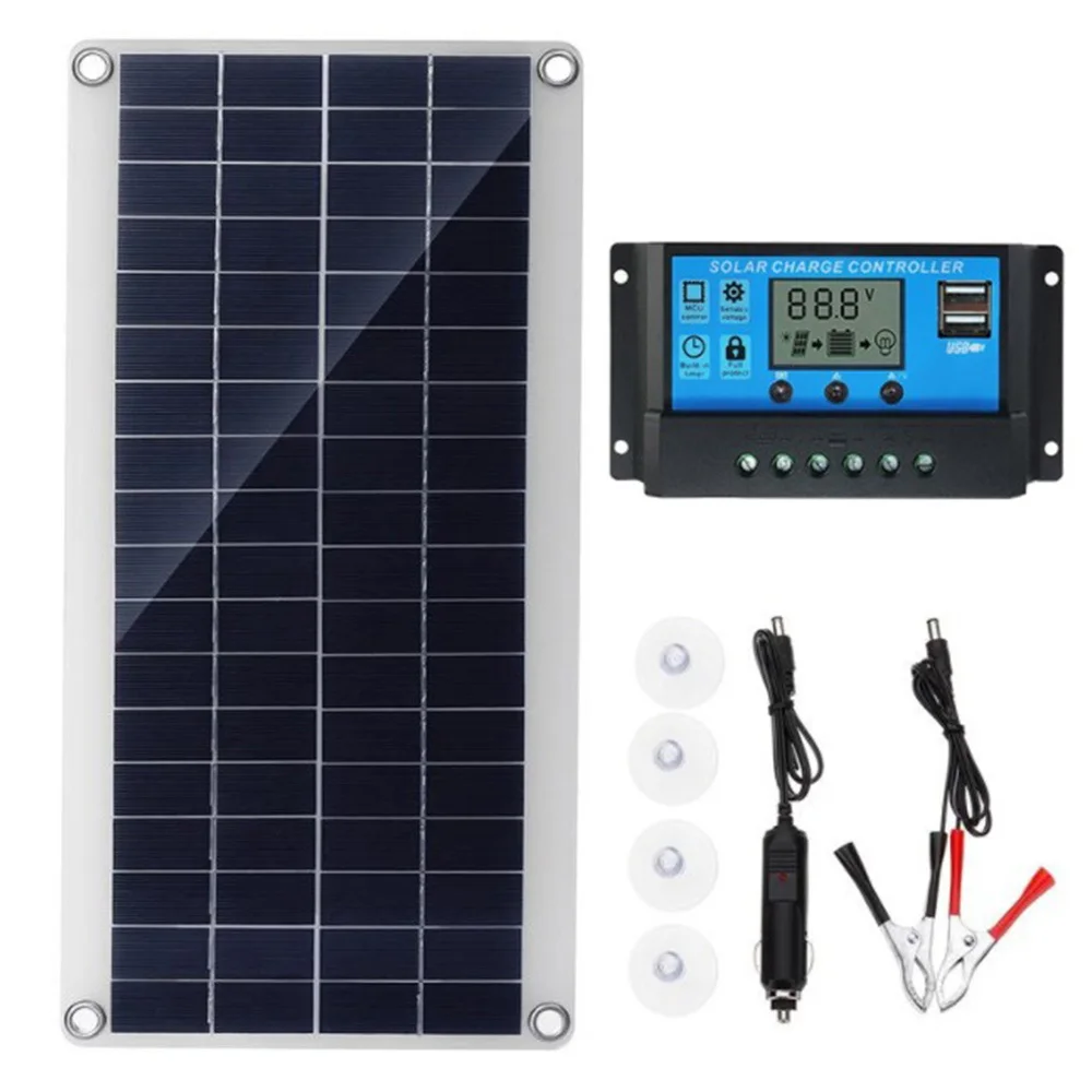 

10W Flexible Solar Panel Solar Cells for Car RV Boat Home Roof Van Camping Solar Battery, 40A Solar Controller Module