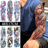 colorful watercolor temporary tattoo devil mask skull fish lotus spray sticker designs body tattoos waterproof sexy for women