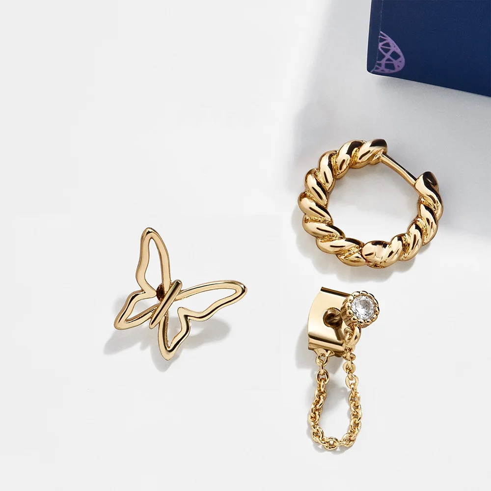

2022 Trendy Butterfly Heart Shaped Cystal Stud Earrings Set For Women Piercing Huggie Brincos Aretes Jewelry Pendientes Gifts CZ