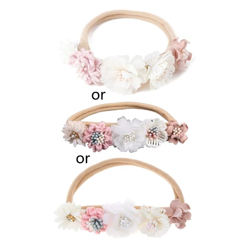 

Artificial Flower Baby Headband Hundred Day Newborn Infant Toddler for Baby Shower Little Girls Photograph Props Present