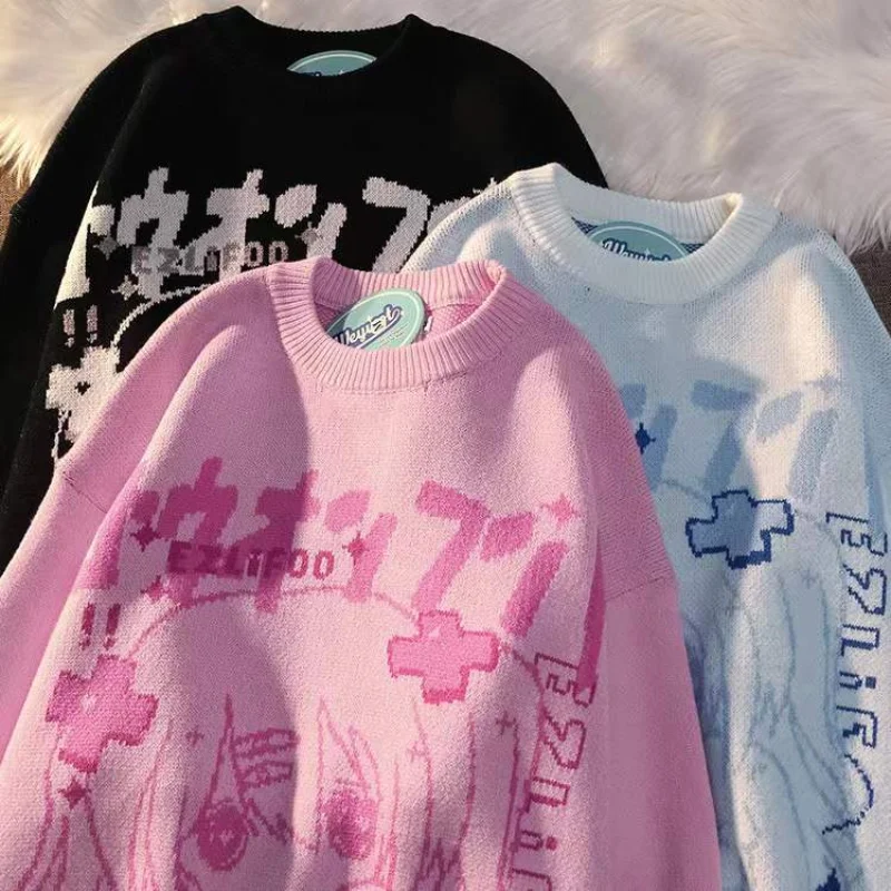 

2022 New Japanese Anime Two-dimensional Girl Sweaters Female Clothing Women's Pullover Couple Casual All-match Sweaters