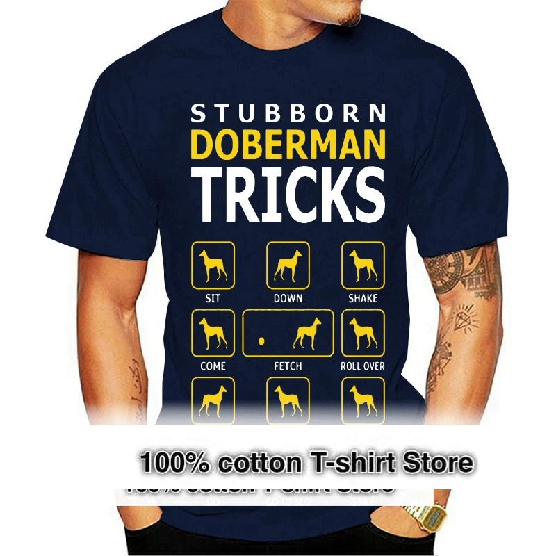 

Retro Deisgn Stubborn Doberman Dog Tricks Funny Tshirt Tee Shirt For Male Unique Design Plus Size Camiseta