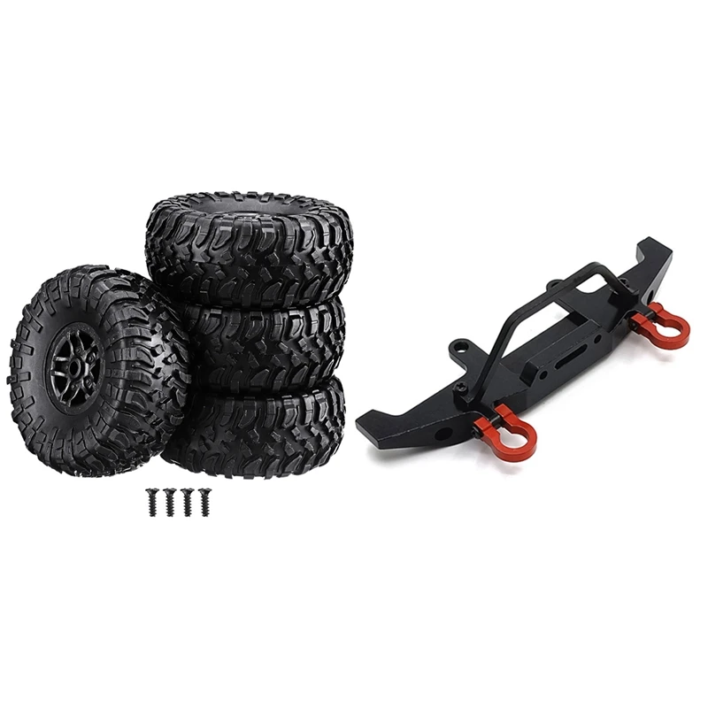 

2 Set RC Car Part: 1 Set RC Car Tires Tyre Wheel Upgrades Accessories & 1 Pcs Metal Front Bumper