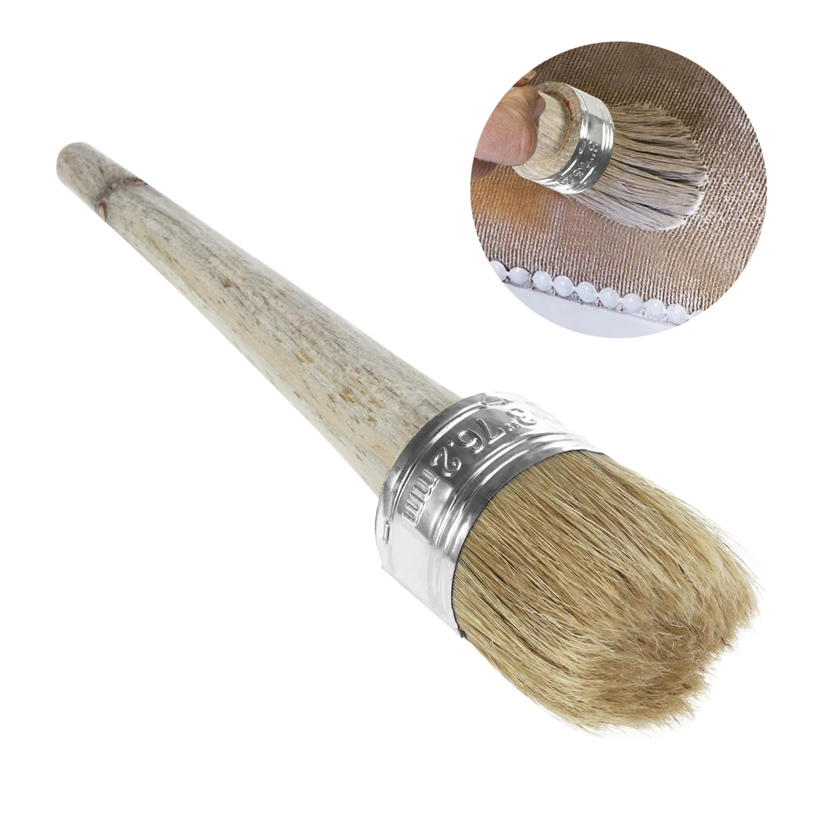 

50mm Round Wax Brush Brush Painting Brush Furniture Wax Brush with Wooden Handle for DIY Stencil Home Decor