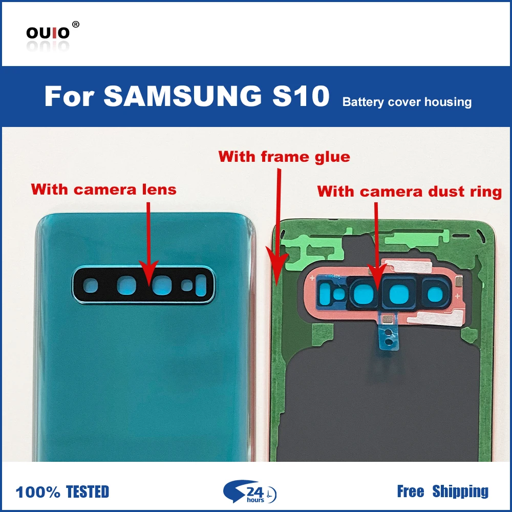 Стеклянная задняя крышка батарейного отсека с логотипом для Samsung Galaxy S10 SM-G977 G977 G977U