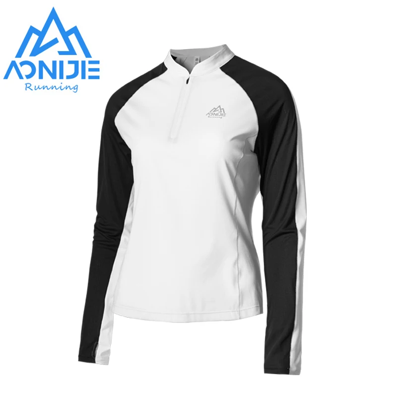 

AONIJIE Women Quick Drying Sports Quick Drying Sports Long Sleeves Sun Protection Stand Collar Shirt Running Marathon