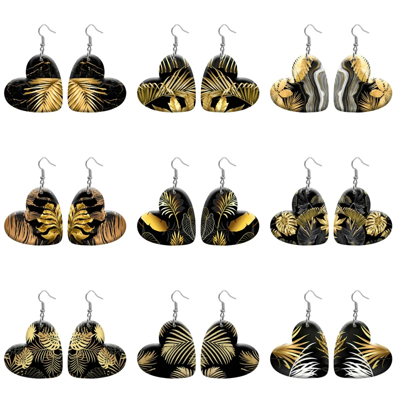 

Golden Artist Pattern DIY Heart Resin Hook Earrings For Women Jewelry Y2K Piercing Ear Drop Dangle Accessories Gift For Girls
