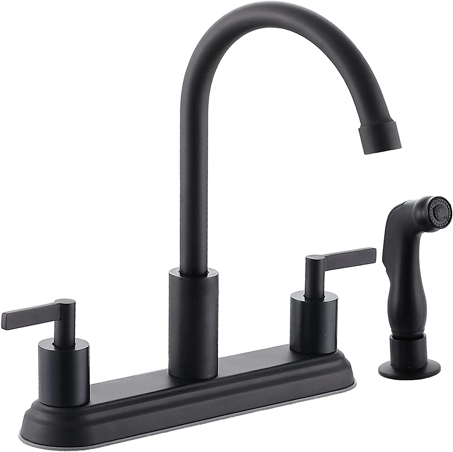 

Black Kitchen Faucet 2 Handle 3 or 4 Hole Kitchen Sink Faucet with Side Sprayer, Lead-Free 360 Swivel Stainless steel