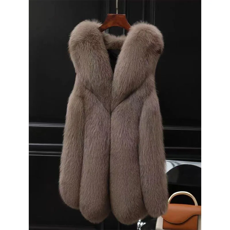 Korean Fashion Women's Fur Coat Autumn and Winter New Fox Fur Loose Large Size Fur Vest Jackets Jaqueta Feminina Inverno