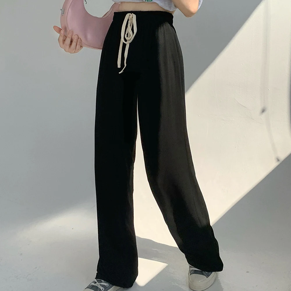 

Fashion Casual Pants 2022 Spring And Autumn Women's Elastic Drawstring High Waist Loose Solid Color Comfortable Trousers