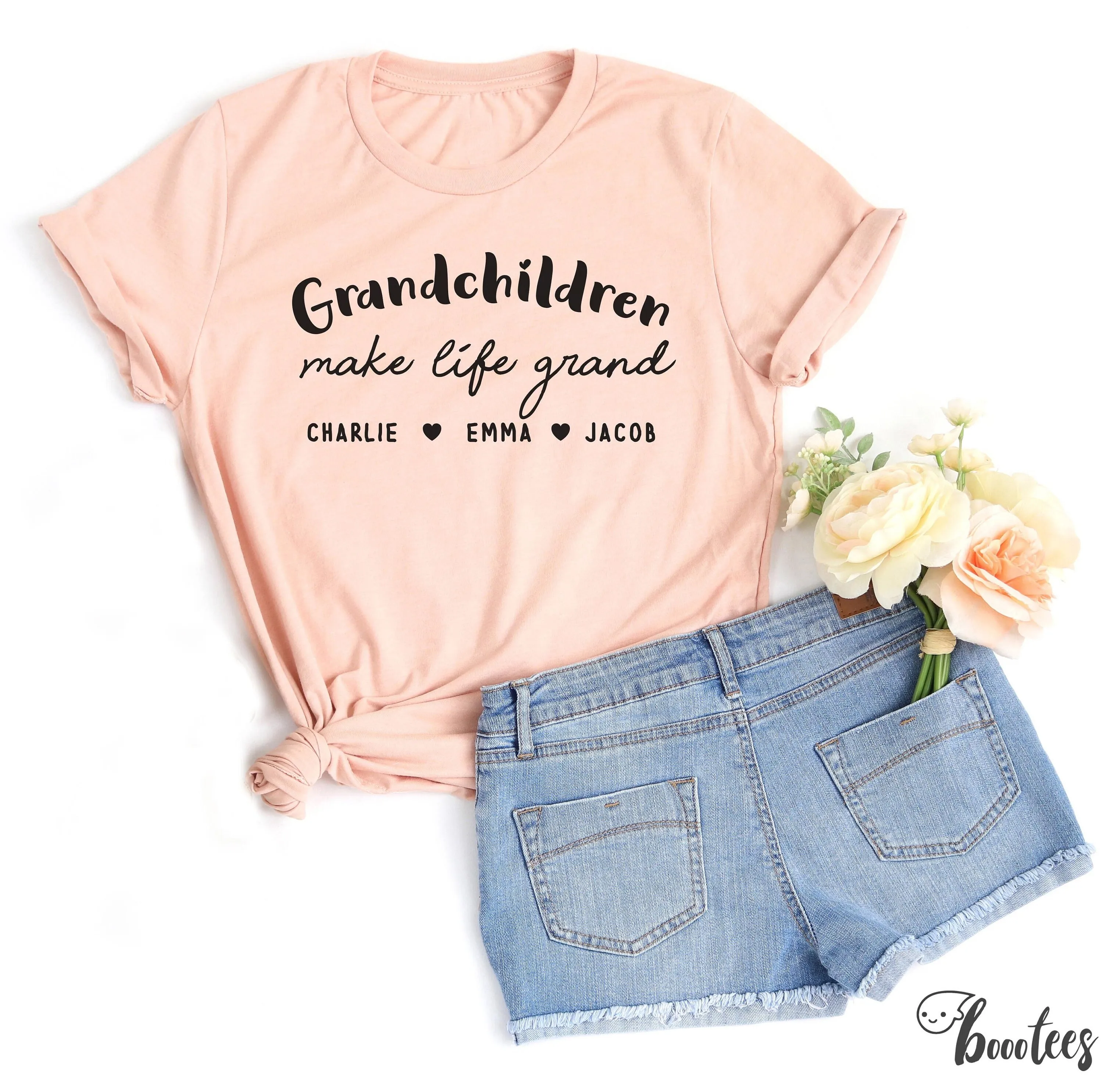 Футболка Бабушка с названиями дедушек. Идея подарок сердечка Грэмми Мими Абуэла