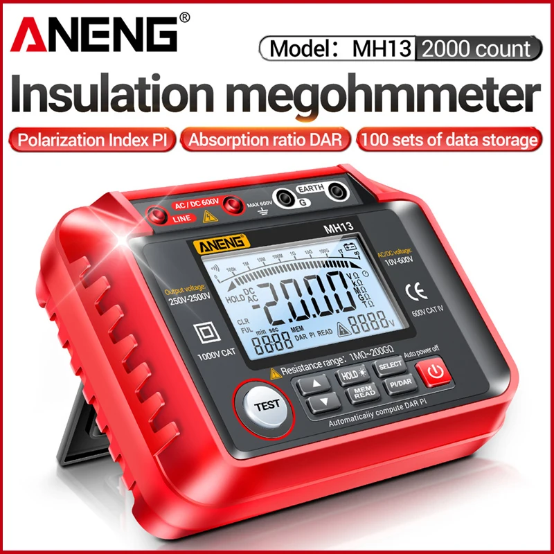 

ANENG MH13 Megohmmeter Ohm Tester Digital Multimeter Megometro Insulation Earth High Voltage Megger Resistance Meter Tester Tool