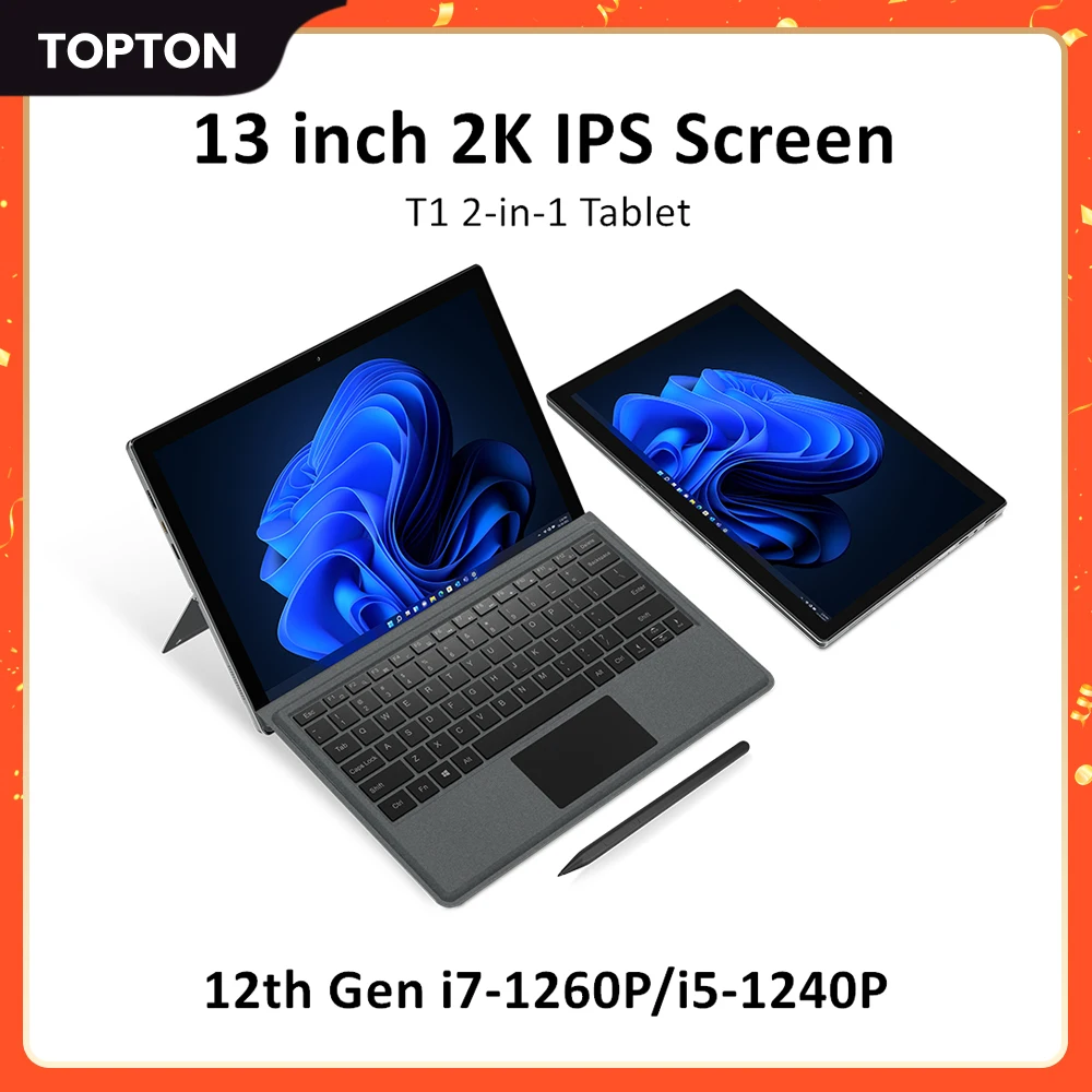 

Ноутбук 12-го поколения Intel i7 1260P 13-дюймовый T1 планшет 2K IPS 16 ГБ 1 ТБ/стандарт NVMe 2 в 1 ноутбук Windows 11 компьютер 12000 мАч 65 Вт зарядный ноутбук