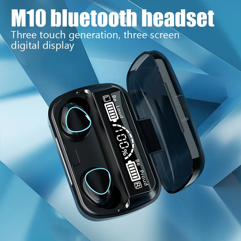M10 TWS Bluetooth V5.1 Headphones LED Display Wireless Earphones With Microphone 9D Stereo Sports Headsets Waterproof Earbuds