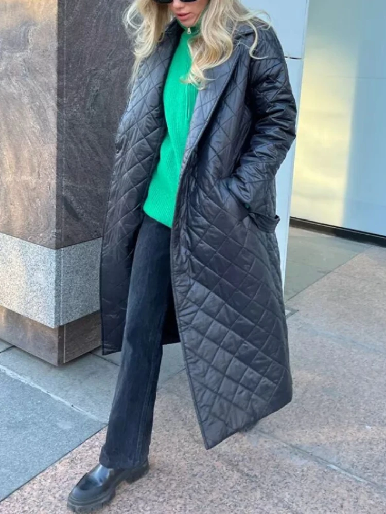 

Jackets for Women 2022 Plaid Long Sleeves Coat Winter Clothes Women Vintage Loose Warm Parkas Oversize Quilted Coats Female