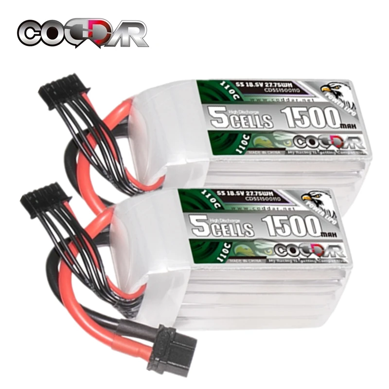 

2PCS CODDAR 5S 18.5V 1500mAh 110C Lipo Battery With XT150 XT60 XT90 Connect For Quadcopter FPV RC Helicopter Racing Drone Parts