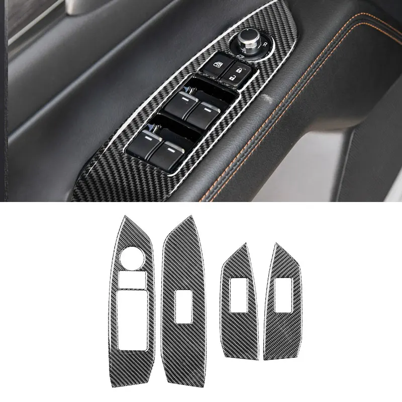 

For Mazda CX-5 CX5 2017 2018 ONLY LHD 4pcs Carbon Fiber Car Window Switch Door Armrest Panel Cover Decor Trim