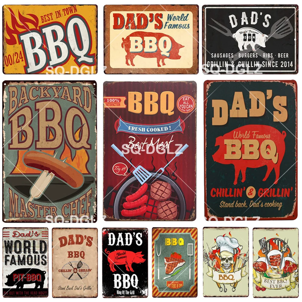 

Металлическая табличка для барбекю DAD'S, винтажная Жестяная Табличка, паб, бар, кафе, мужская пещера, домашний декор, настенная наклейка, Постер для ресторана, подарок