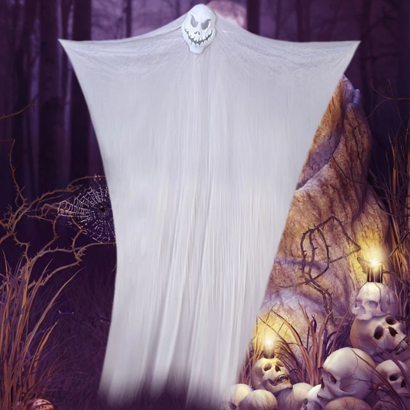 3.8 Meters Hanging Ghost Pendant Mask Gauze Halloween Decorative Bar Ktv Large Secret Room Horror Party DIY Decorations Props