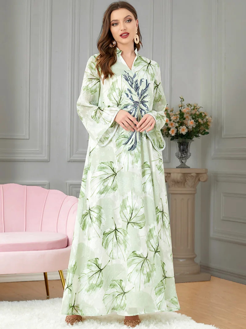 Autumn Morocco Dress Muslim Women Abaya India Stand Collar Abayas Dubai Turkey Party Dresses Kaftan Robe Longue Vestidos Largos