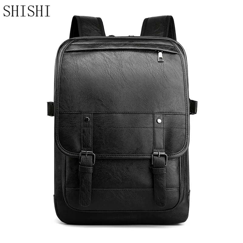 Fashion Waterproof PU Leather Backpack Men Large Capacity Mochila Teenager Bagpack Laptop Backpack Man Travel Bagg
