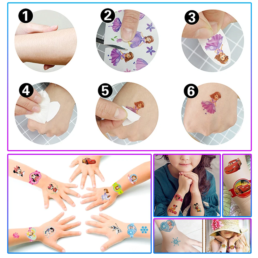 Тату-наклейки 4 шт. Мультяшные Стикеры для девочек принцесса Дисней София