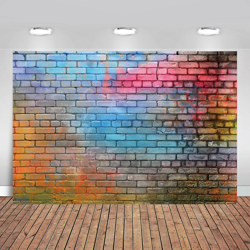 

Colorful Brick Wall Photo Backdrop Baby Birthday Wedding Party Photography Background Decor Studio Photo Booth