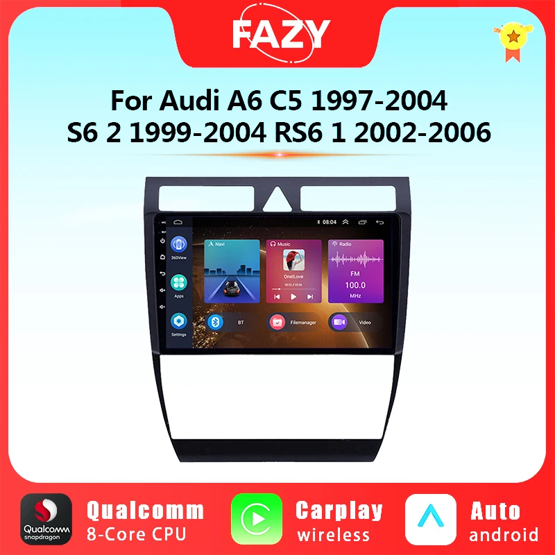 Автомобильный радиоприемник FAZY Android12 для Audi A6 C5 1997-2004 S6 1999-2004 RS6 2002-2006