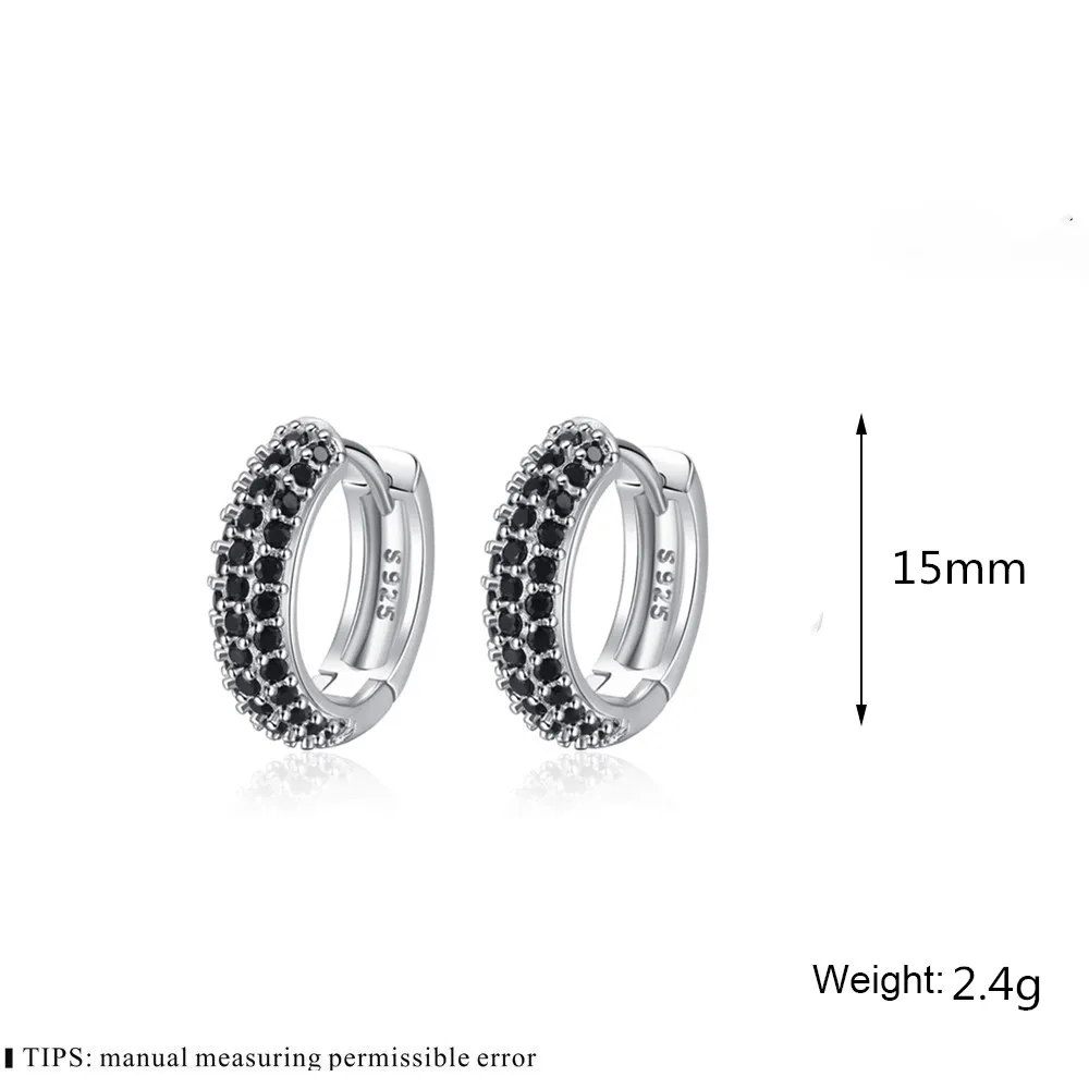 SODROV Black Zircon Hoop Earring Jewelry Classic Gothic Wholesale Women's Black  Accessories Earrings for Women