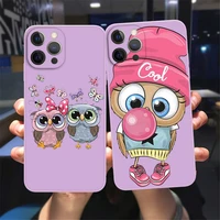 cute owl phone case for iphone 11 12 13 pro xs max mini x xr back cover for iphone se 2022 13 mini 7 8 plus soft tpu funda bag