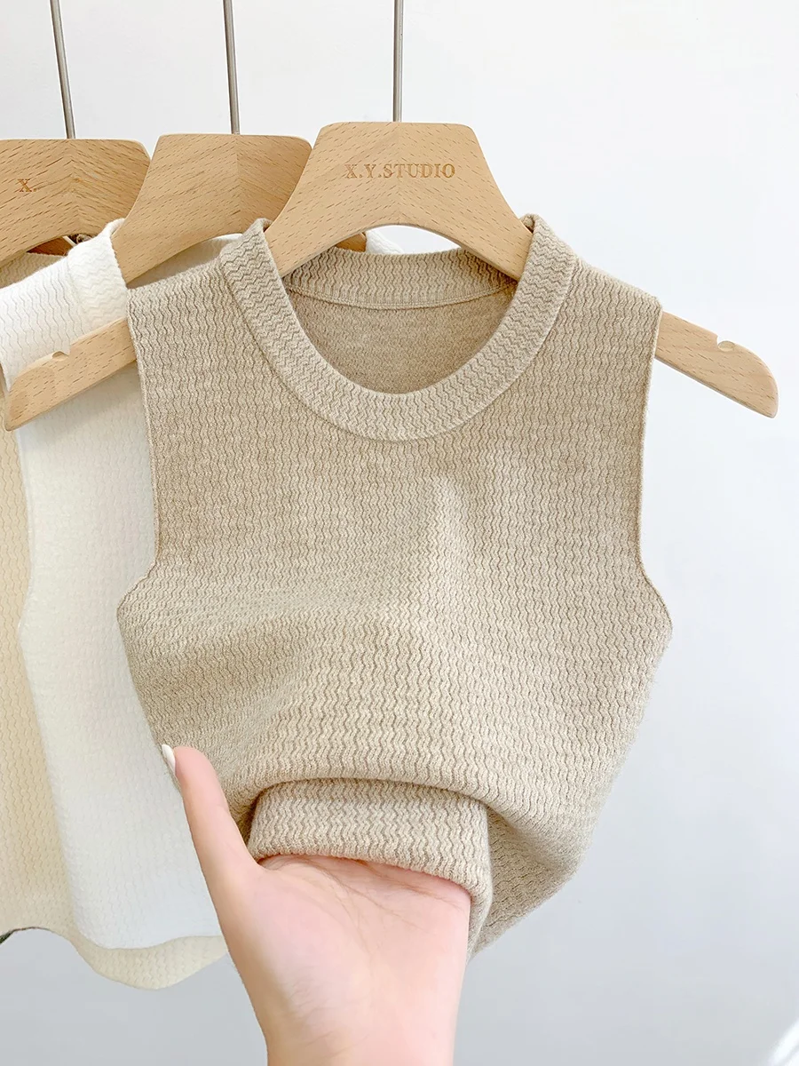 Осенне-зимняя внутренняя одежда Вязаная маленькая майка Женский костюм Нижняя