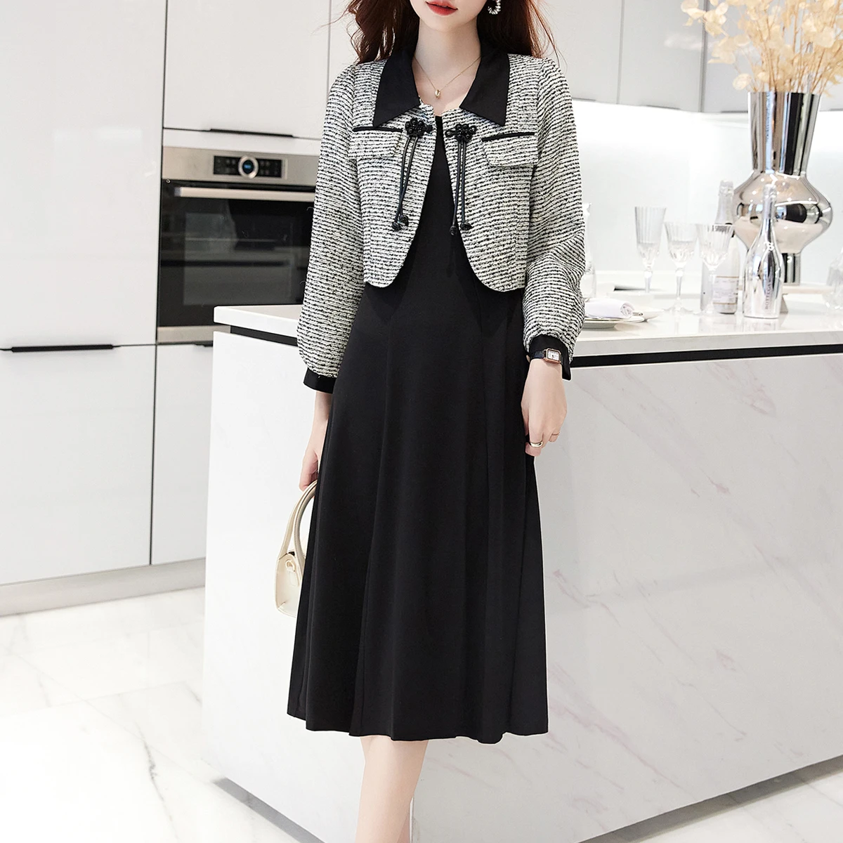 

Dress Sets Women Chic Fashion Elegant Casual Office Lady Outfits 2 Piece Korean Fall Female Small Coats And Tank Dresses Suits