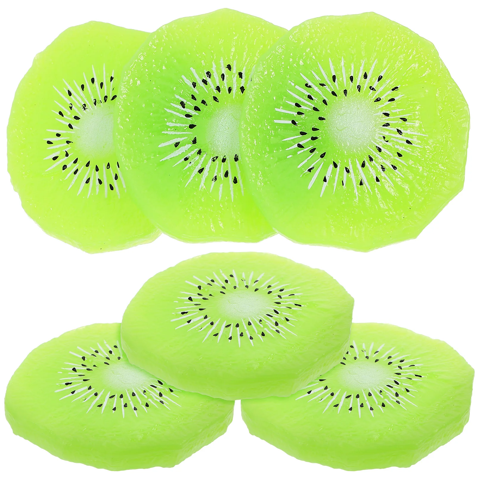 

6pcs Vivid Fake Kiwifruit Slice Prop Artificial Fruit Model Simulated Kiwifruit Slice Fruit Decoration