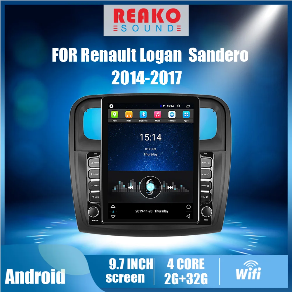 

For Renault Logan Sandero 2014-2017 2 Din 9.7" 4G Carplay Tesla Screen Car Multimedia Player GPS Navigator Android Autoradio