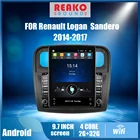 Автомагнитола для Renault Logan, Sandero 2014-2017, 2 Din, 9,7 дюйма, 4G, Carplay, Tesla экран, Автомобильный мультимедийный плеер, GPS-навигатор, Android, Авторадио