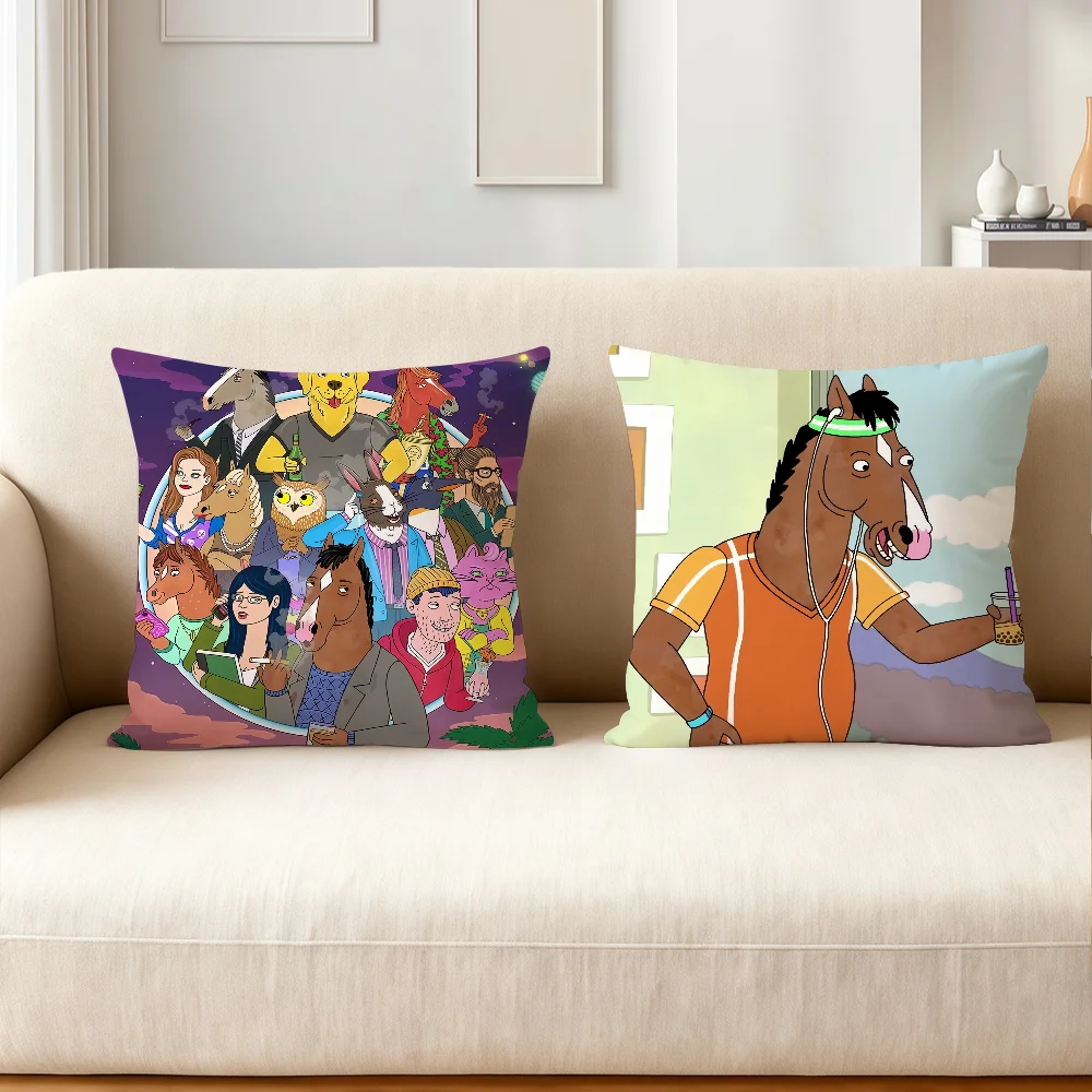 Фото Наволочка с рисунком B-BoJack H-Horseman, декоративная наволочка для дома, подходит для спальни, автомобиля, офиса, дивана №2