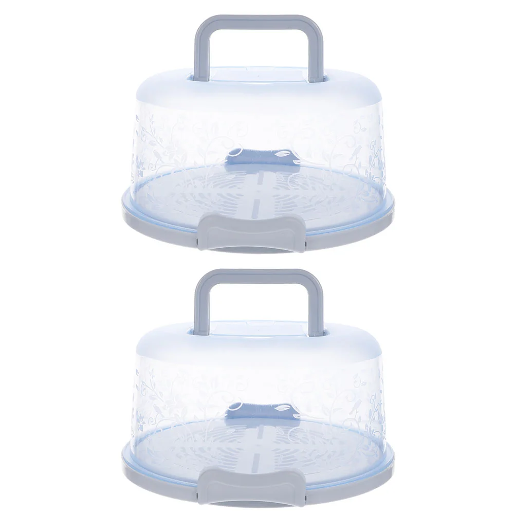 

2pcs Cake Carrier with Handle Cake Portable Box Cake Stand Cake Box Serving Tray Container