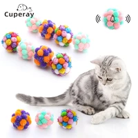 cute funny cat toys stretch plush ball cat toy ball creative colorful interactive cat pom pom with bell cat chew catch toy 1pc