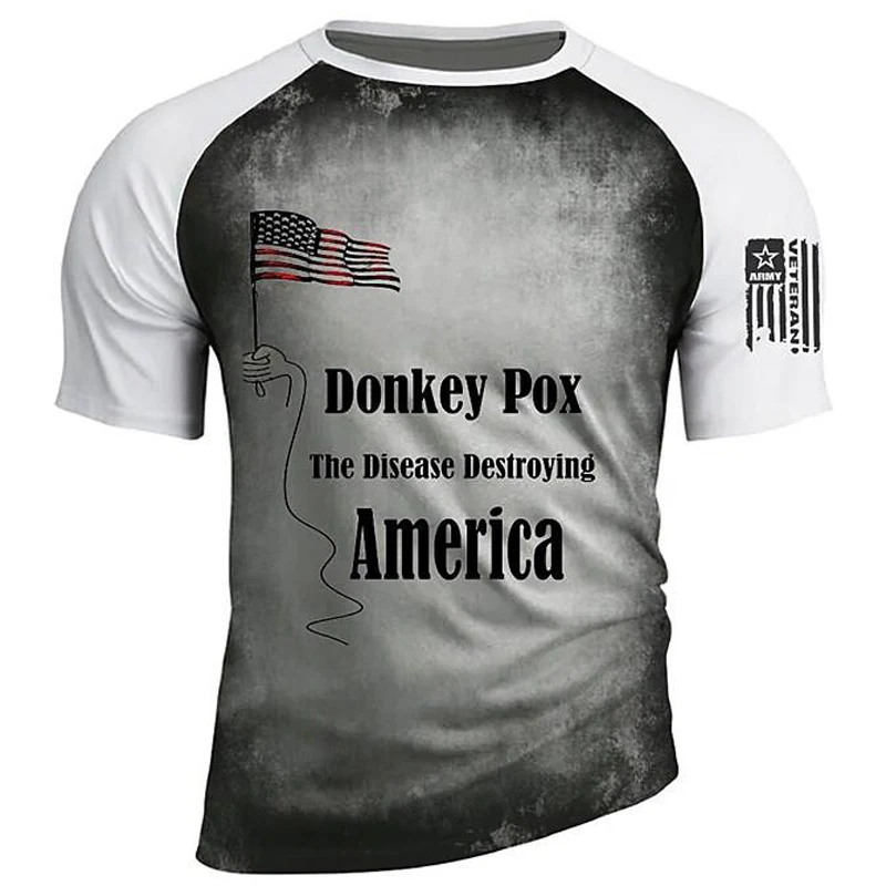 Men Summer Casual T-shirts US Donkey Party Graphic Tee Shirt Vintage Streetwear Popular Short Sleeve Tops Classic Letter T Shirt