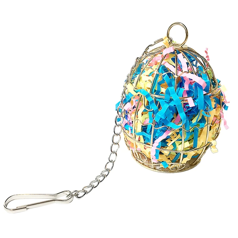 

Bird Shredder Toys Stainless Steel Cage Paper Foraging Parrot Vegetable Millet Basket Cockatiel Conure Relieve Boredom