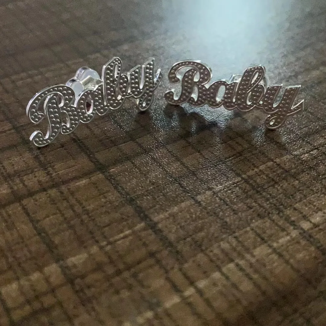 Custom Name Earrings Personalized Double Layer Nameplate Stud Earring Women Letter Customized Name Earrings Hiphop Women Jewelry