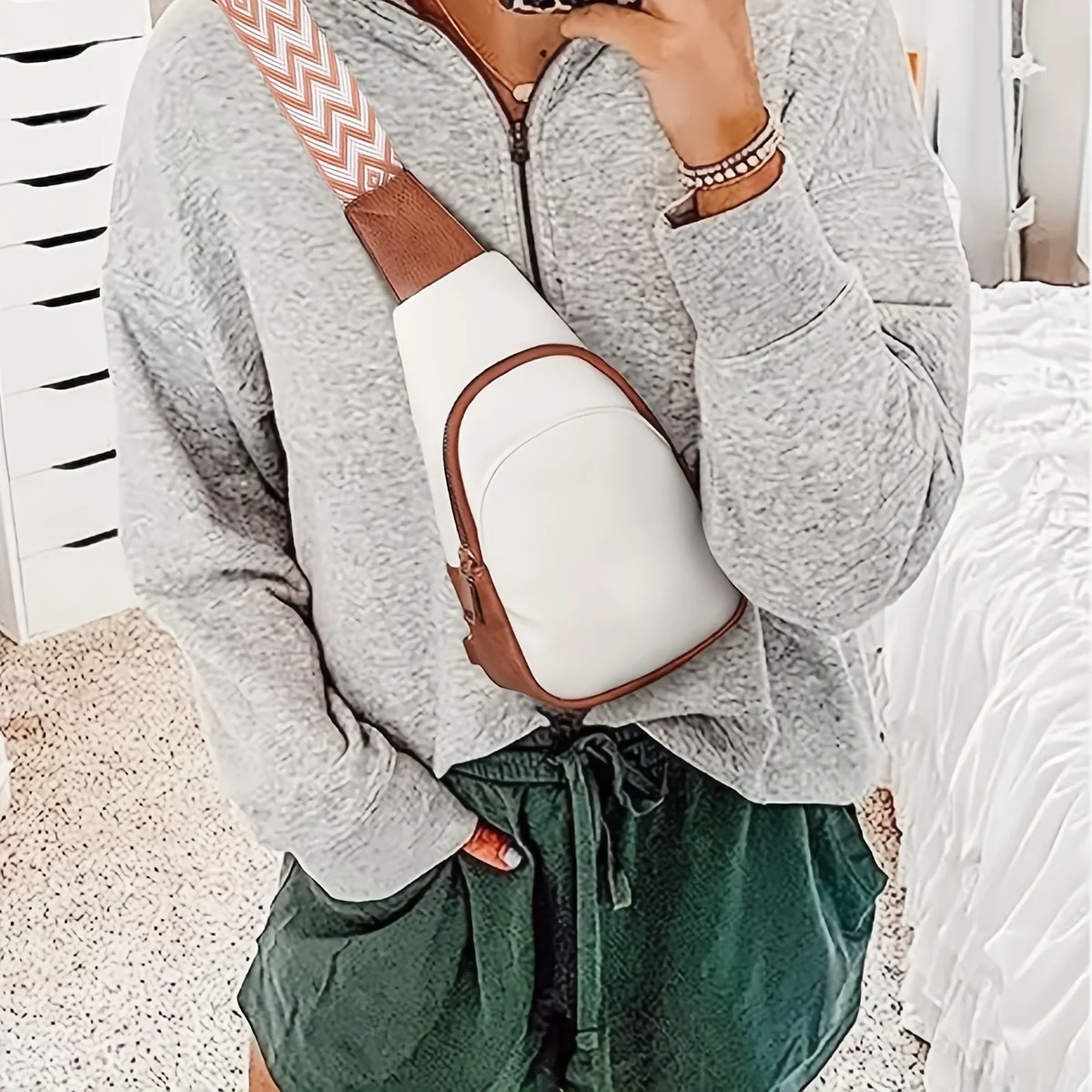 Винтажная Сумка На Ремне С Цветными Блоками Женская Через Плечо Ремешком Для