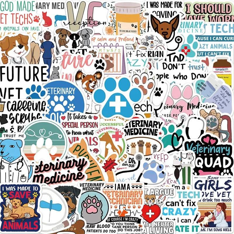 

10/30/50PCS Animal Doctor Korean Stationery Sticker Aesthetic PVC Children's Decoration Scrapbooking School Supplies for Kids