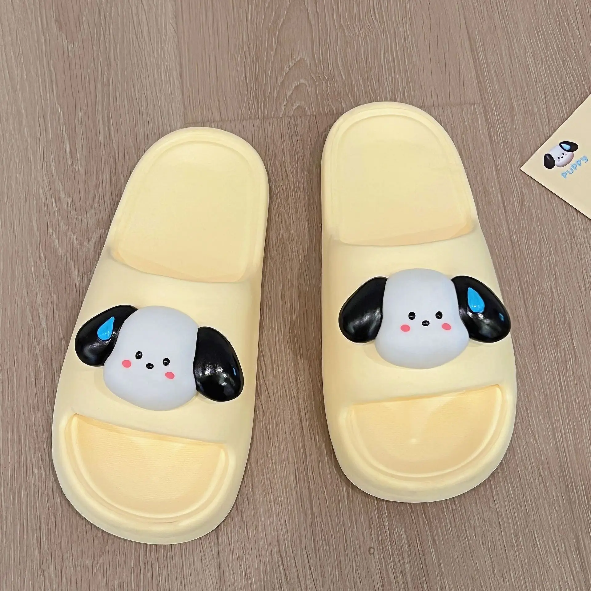 Ins style cute puppy ultra-soft thick-soled slippers women wear deodorant sandals in summer for home bathing and home shoes for