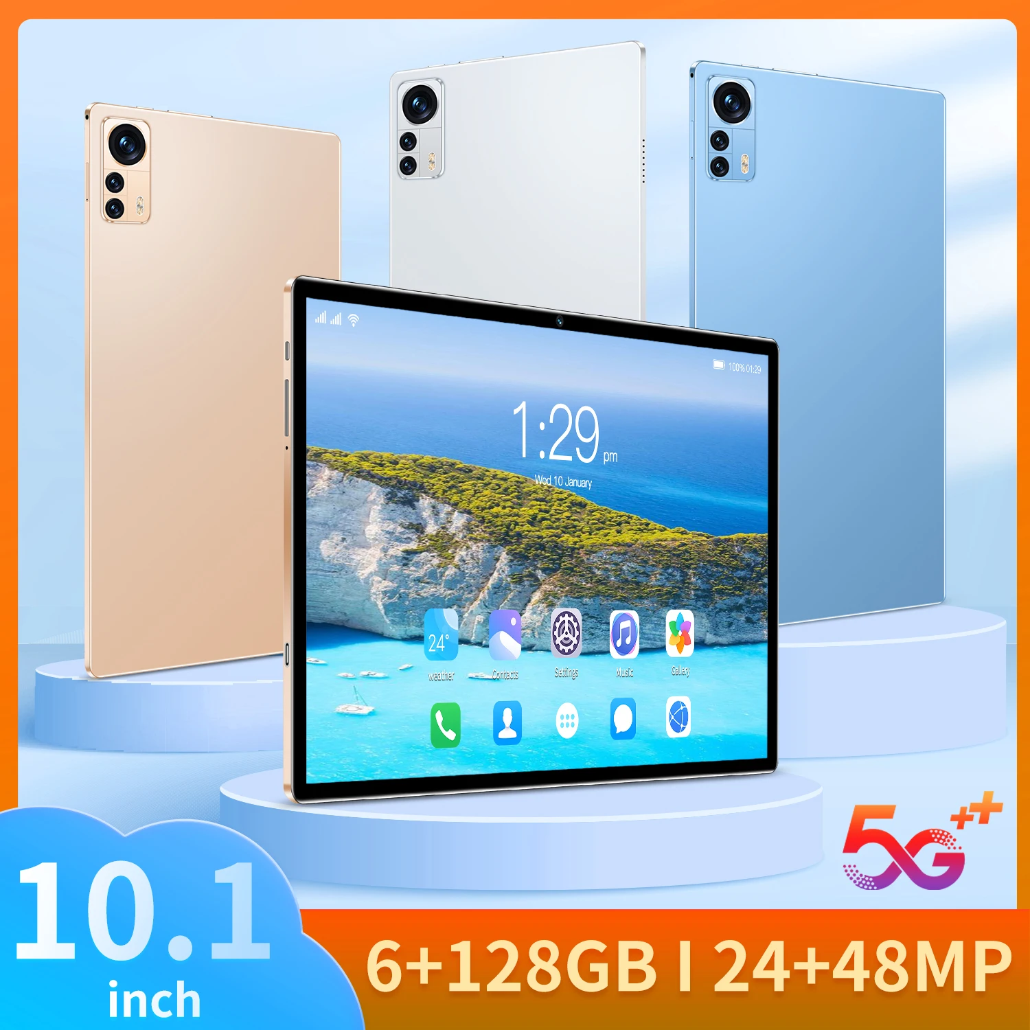 

Новинка 10,1-дюймовый планшет Android 10,1 десять ядер телефон воспроизведение 6 ГБ ОЗУ 12,0 Гб ПЗУ планшетный ПК WiFi Bluetooth Type-C