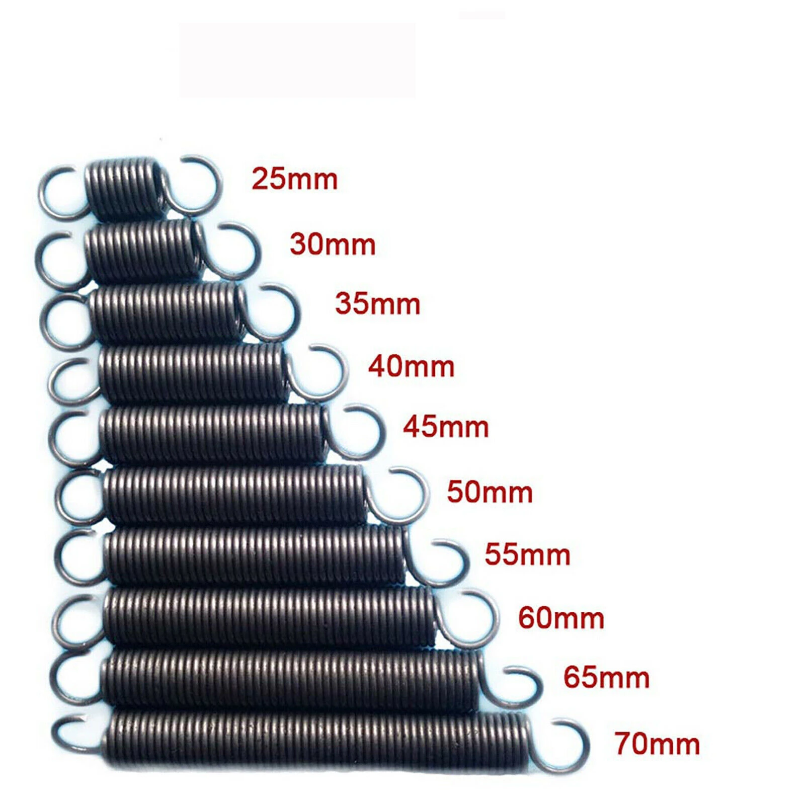 

Удлинительные пружины 10 шт., пружины с крюком, стальной пружинный провод диаметром 0,3-0,7 мм, внешний диаметр 3-7 мм, Длина 15 мм-60 мм